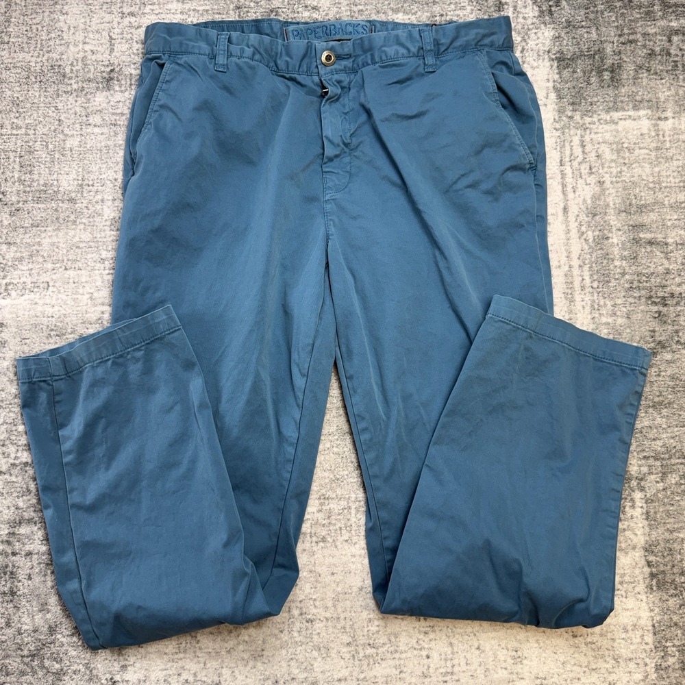 Original Paperbacks Pants Mens 38 Blue Cotton Twill Stretch Chino Preppy Coastal